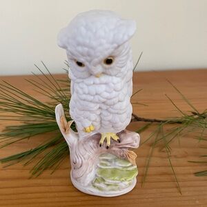 Cybis porcelain bisque white snowy owl figurine on a branch